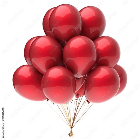 balloon red party birthday decoration glossy, helium balloons bunch shiny. happy holiday ...