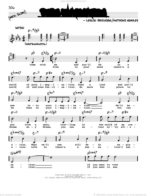 Pure Imagination sheet music (real book with lyrics) (PDF)