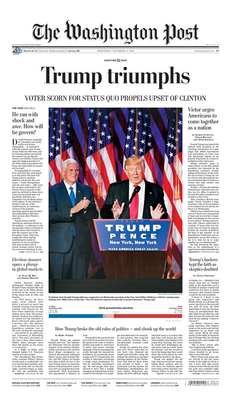 ‘Trump triumphs’: Today’s front page - The Washington Post