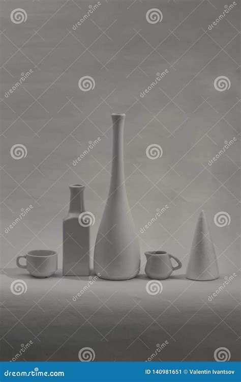 Still Life with White Objects Stock Image - Image of shape, bottle ...