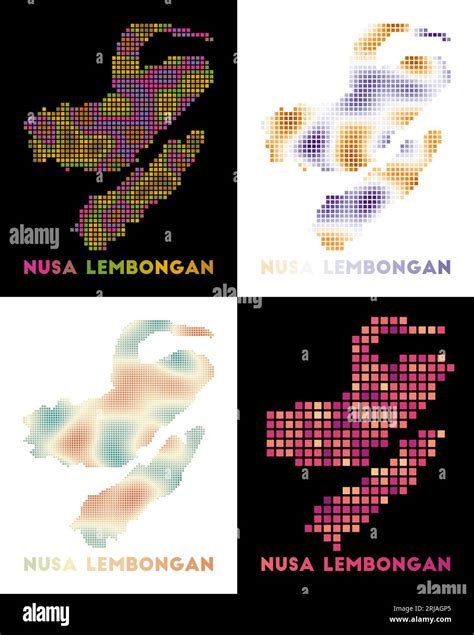 Nusa Lembongan map. Collection of map of Nusa Lembongan in dotted style ...