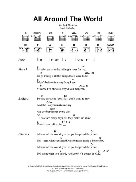 All Around The World by Oasis - Guitar Chords/Lyrics - Guitar Instructor