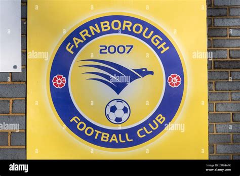 Farnborough Football Club logo, Cherrywood Road, Farnborough, Hampshire, England, UK Stock Photo ...