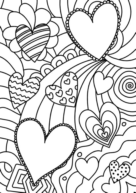 Hearts Colouring Tempalte for adults Stem Projects For Kids, Elementary Art Projects, Love ...
