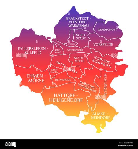 Wolfsburg City Map Germany DE labelled rainbow colored illustration ...