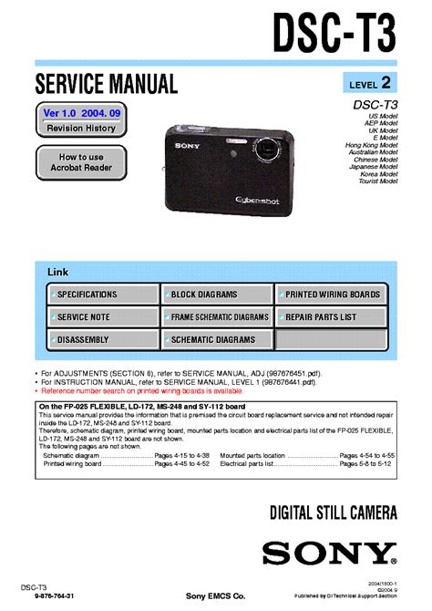 SONY DSC-T3 LEVEL-2 VER-1.0 Service Manual download, schematics, eeprom, repair info for ...