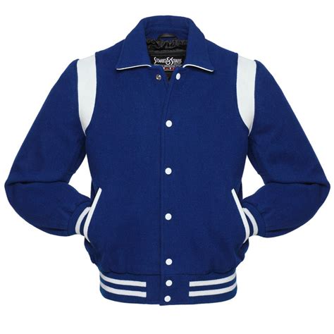 Jacketshop Jacket Retro Royal Blue Wool White Leather Letterman Jackets