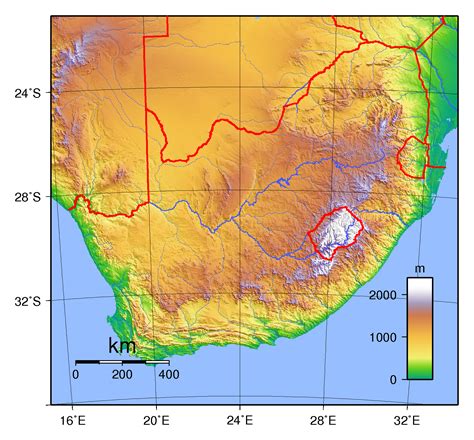 Large physical map of South Africa | South Africa | Africa | Mapsland | Maps of the World