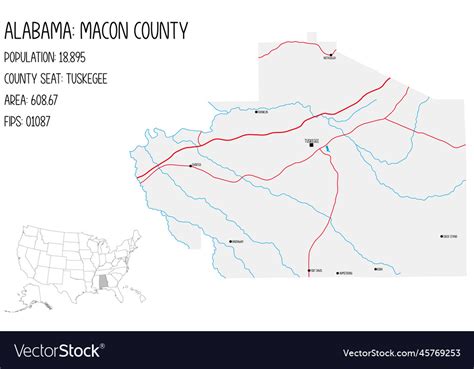 Map of macon county in alabama usa Royalty Free Vector Image