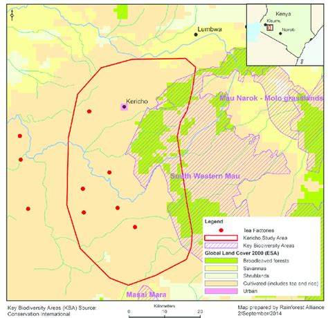 1 Map of the Kericho landscape. The approximate area of the landscape,... | Download Scientific ...