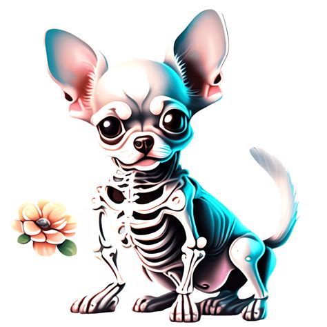 Happy Skeleton Gray Chihuahua Puppy · Creative Fabrica