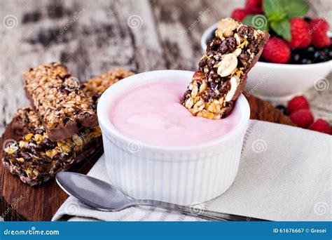 Muesli and yogurt stock image. Image of raspberry, cereal - 61676667