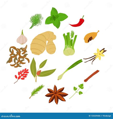 Spices Icons Set, Cartoon Style Stock Illustration - Illustration of food, clipart: 125329406