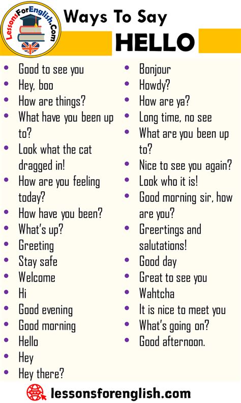 Ways To Say Hello, English Phrases Examples - Lessons For English