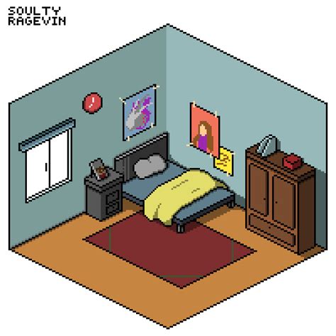 Isometric Pixel Art Bedroom - An unmoving library by noaqh on deviantart. - img-Abedabun