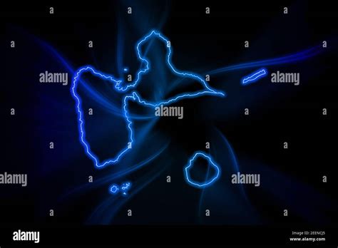 Glowing Map of Guadeloupe, modern blue outline map, on dark Background Stock Photo - Alamy