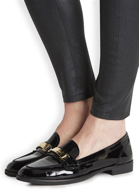 Michael kors Ansley Black Patent Leather Loafers in Black | Lyst