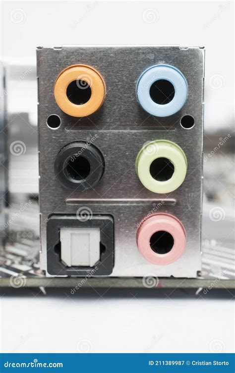 Motherboard Rear Audio and S/pdif Ports and Connectors Stock Image ...