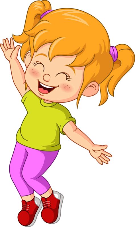 Cartoon happy little girl jumping 5112797 Vector Art at Vecteezy