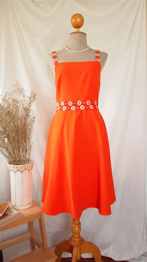 Orange Prom Dress Tangerine Party Dress Vintage Summer Retro - Etsy