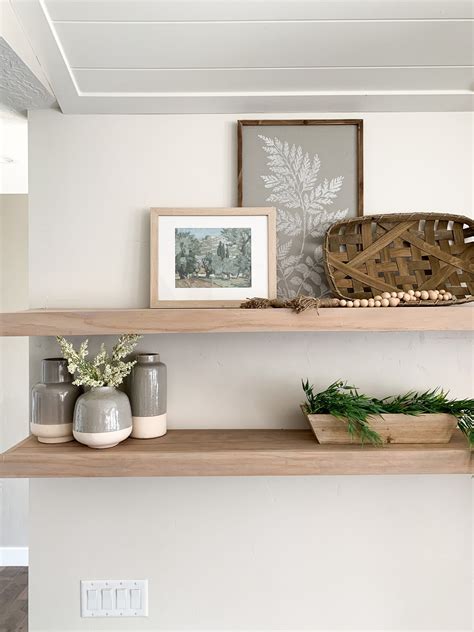 Budget Friendly Faux White Oak Floating Shelves – Honey Built Home in 2021 | Floating shelves ...