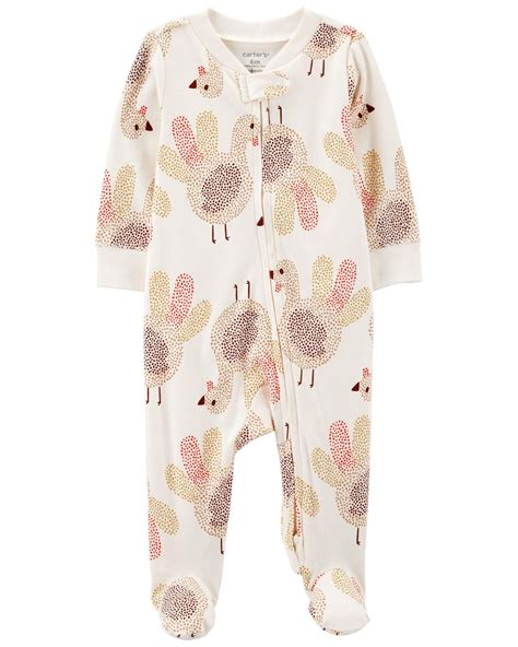 Multi Baby Turkey 2-Way Zip Cotton Sleep & Play Pajamas | carters.com