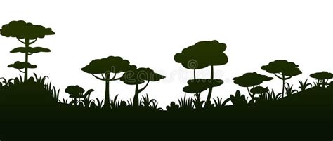 Beautiful Trees Silhouette. Tropical Forest. Dense Jungle with Big ...