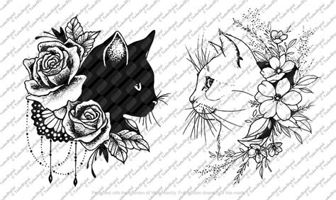 Cat Svg File, Black Cat Clipart, White Cat Stencil, Animals Svg, Cat ...