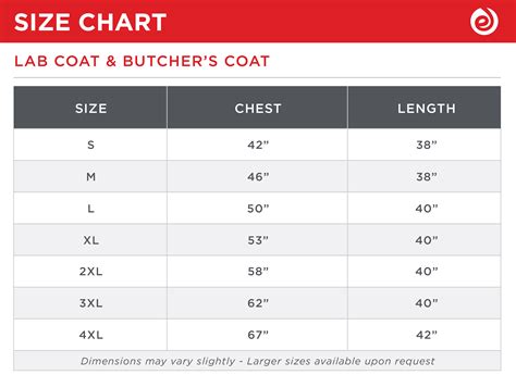 Lab Coat Size Conversion Chart