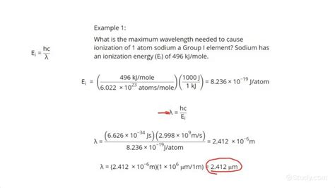 Calculating the Maximum Wavelength Capable of Ionization | Chemistry ...