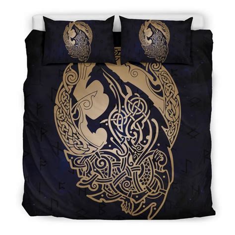 Norse Viking Bedding Set - Viking Wolf Celtic Galaxy Bedding Set J1 | Galaxy bedding, Bedding ...