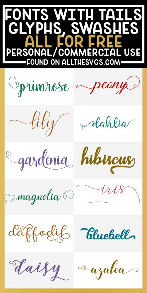 GORGEOUS, FREE Fonts with Tails, Swashes, Glyphs [for Commercial Use!] | Free fonts for cricut ...