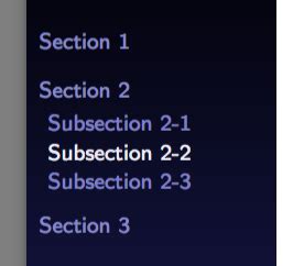 fontsize - Reduce section, subsection font size in beamer sidebar - TeX - LaTeX Stack Exchange