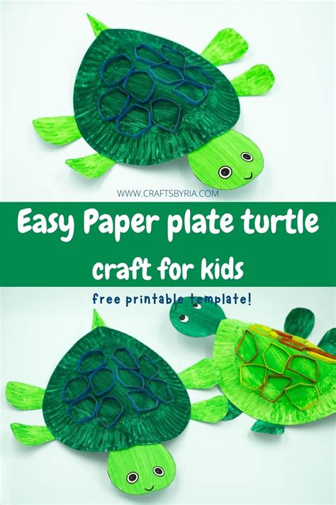 Easy Paper plate turtle craft with free printable - Crafts By Ria