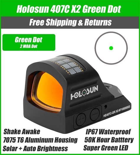 Holosun 407C Green X2, 2 MOA Green Dot, Side Battery, Solar Failsafe | Freedom Gorilla | Reviews ...