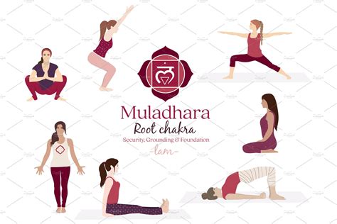 Muladhara chakra yoga postures | Photoshop Graphics ~ Creative Market