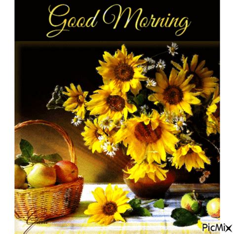 Good Morning Gif With Bouquet Of Sunflowers Pictures, Photos, and Images for Facebook, Tumblr ...