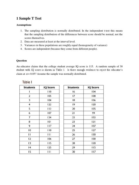 One Sample T Test | PDF | Student's T Test | Scientific Theories