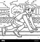 Track And Field Athlete Ready To Sprint Coloring Stock Vector Image  sketch template