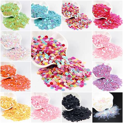 Paillettes 6mm Plum Flower Sequins Flat PVC Round Loose Sequin Paillette DIY Sewing Wedding ...