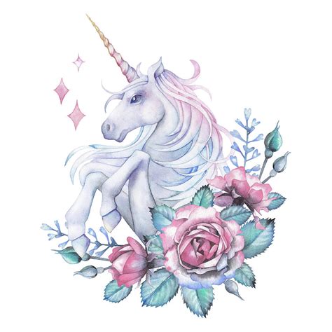 Watercolor Design With Unicorn And Rose Digital Art by Homunkulus28