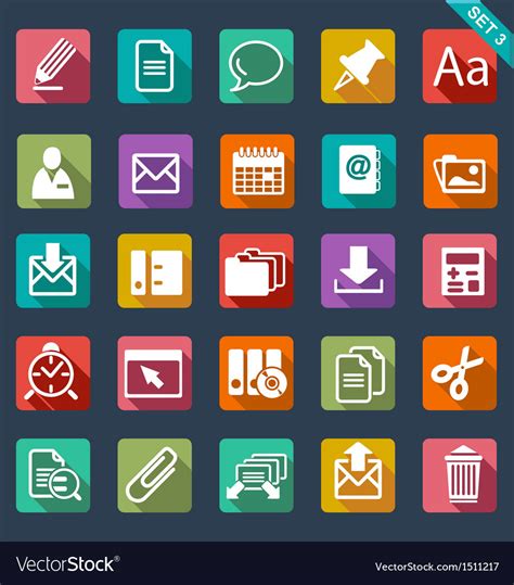 Flat icon set Royalty Free Vector Image - VectorStock