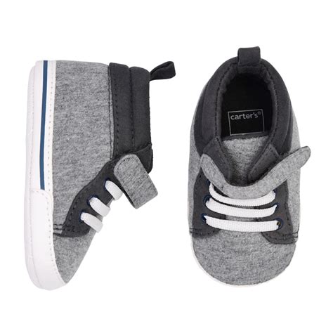 Baby Boy Carter's High-Top Sneaker Crib Shoes, Size: 6-9 Months, Grey ...