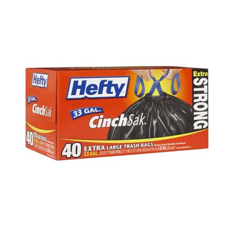 Hefty 40-Pack 33-Gallon Black Outdoor Plastic Construction Trash Bag in ...