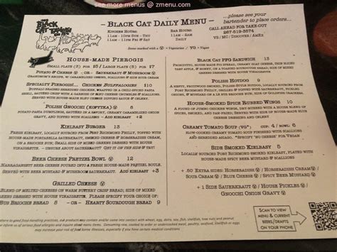 Menu at Black Cat Tavern on 12th pub & bar, Philadelphia