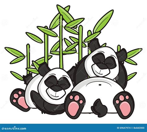 Couple Panda Sleeping Together Near Bamboo Stock Illustration - Illustration of east, bamboo ...