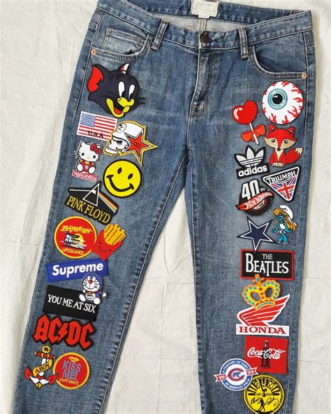 Patched Denim / Patched Jeans / Reworked Vintage Jeans with