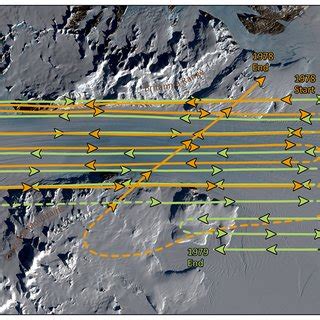 Map of Byrd Glacier with the 1978 and 1979 flight paths. The solid... | Download Scientific Diagram