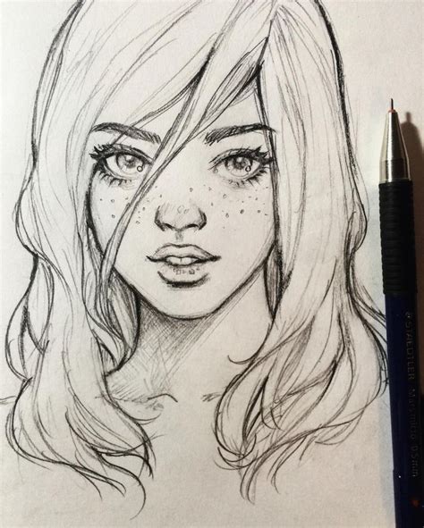 She is so darn cute with her freckles. | Sketches, Art, Art drawings sketches