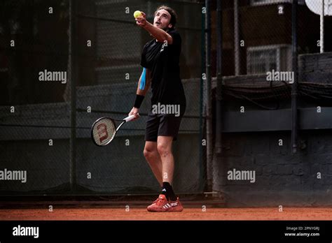 BARCELONA, SPAIN - APRIL 20: Stefanos Tsitsipas training session during the Barcelona Open Banc ...